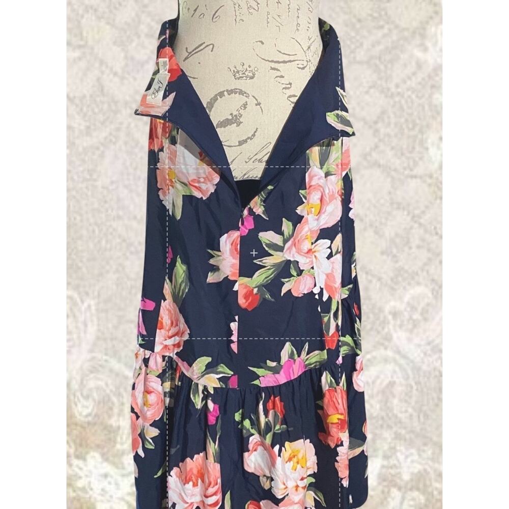 Eliza J Navy Floral High Low Cascade Ruffle Womens 6 Wedding/Peasant Skirt - Picture 5 of 12